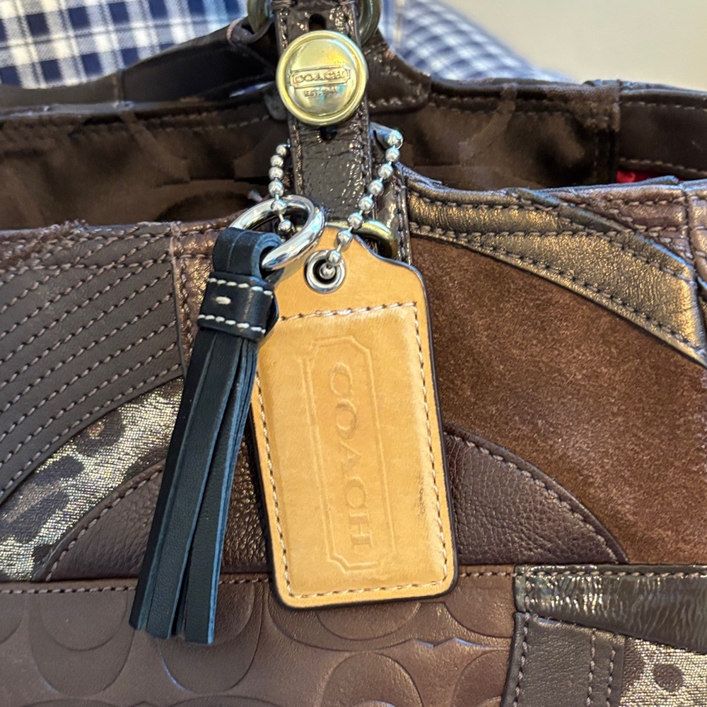 Coach Brown Patchwork Satchel - image 3